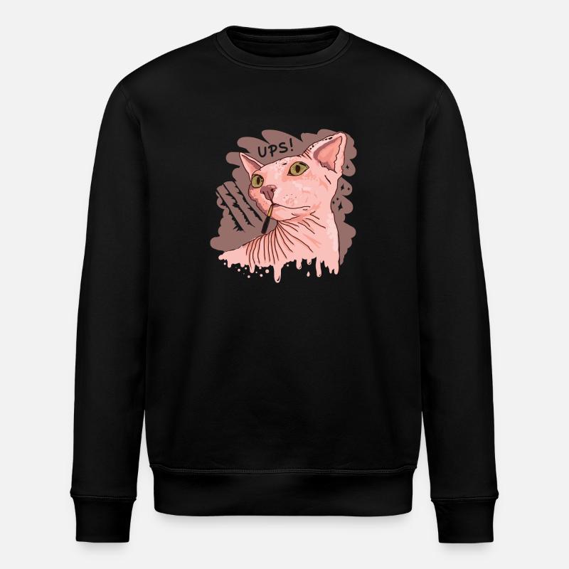 Sphynx cat with cigarette - Stanley/Stella ROLLER Unisex Organic Sweatshirt - black