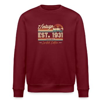Vintage Geschenk 1931 - Stanley/Stella Unisex Bio-Sweatshirt ROLLER - Burgunderrot - Vorne - Nik (191cm)