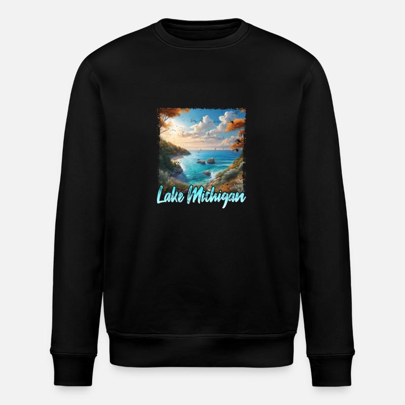 Lac Michigan - Sweat bio ROLLER Stanley/Stella Unisexe - noir