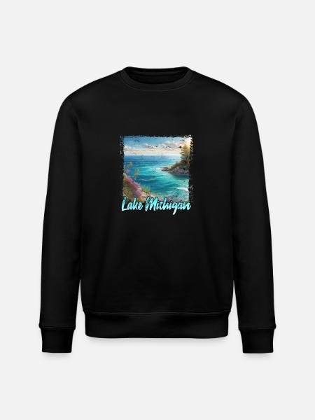 Lake Michigan - Stanley/Stella ROLLER Unisex Organic Sweatshirt - black