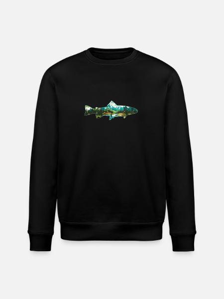 Fly fishing for trout: retro love for the - Stanley/Stella ROLLER Unisex Organic Sweatshirt - black