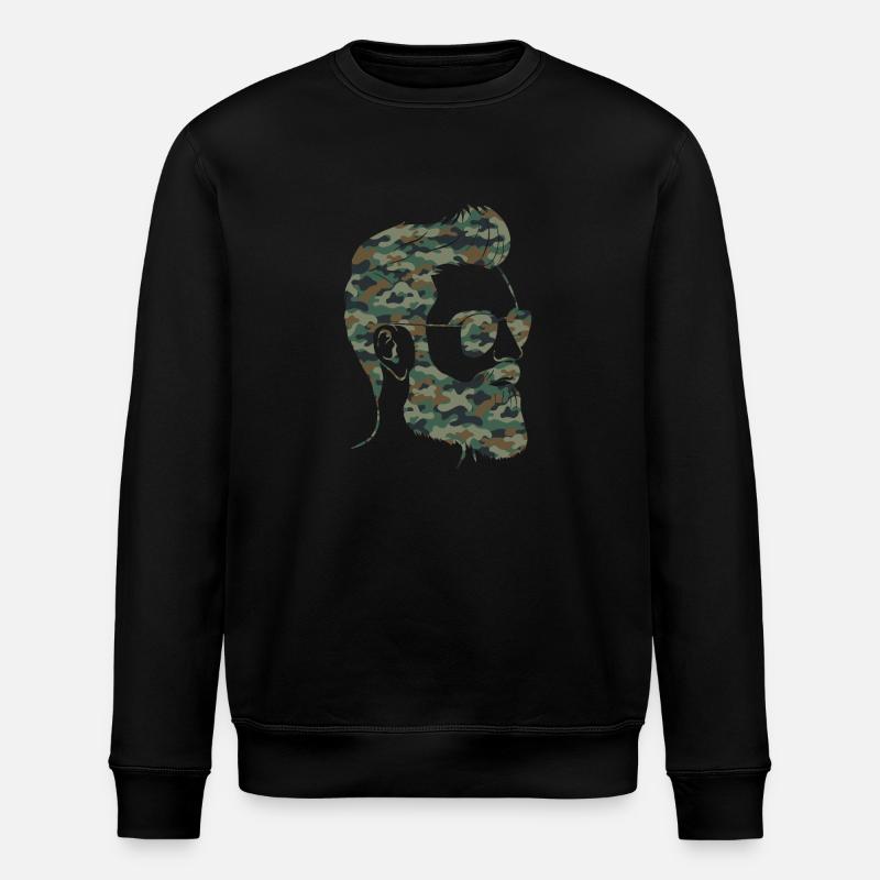 Beard Lover Bearded Man Camo - Stanley/Stella ROLLER Unisex Organic Sweatshirt - black