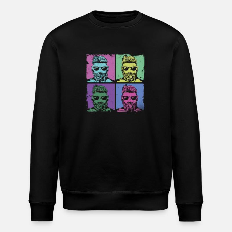 Beard Lover Bearded Man Retro - Stanley/Stella ROLLER Unisex Organic Sweatshirt - black