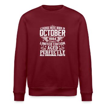 Legenden werden im Oktober 1984 geboren - 1984 - Stanley/Stella Unisex Bio-Sweatshirt ROLLER - Burgunderrot - Vorne - Nik (191cm)