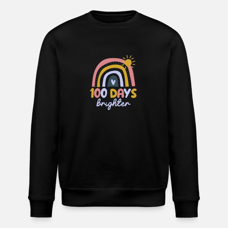100 Days Brighter Teacher Student - Stanley/Stella ROLLER Unisex Organic Sweatshirt - black