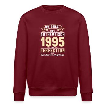 Jubiläumsgeschenk 28/29 Jahre 1995 - Stanley/Stella Unisex Bio-Sweatshirt ROLLER - Burgunderrot - Vorne - Nik (191cm)