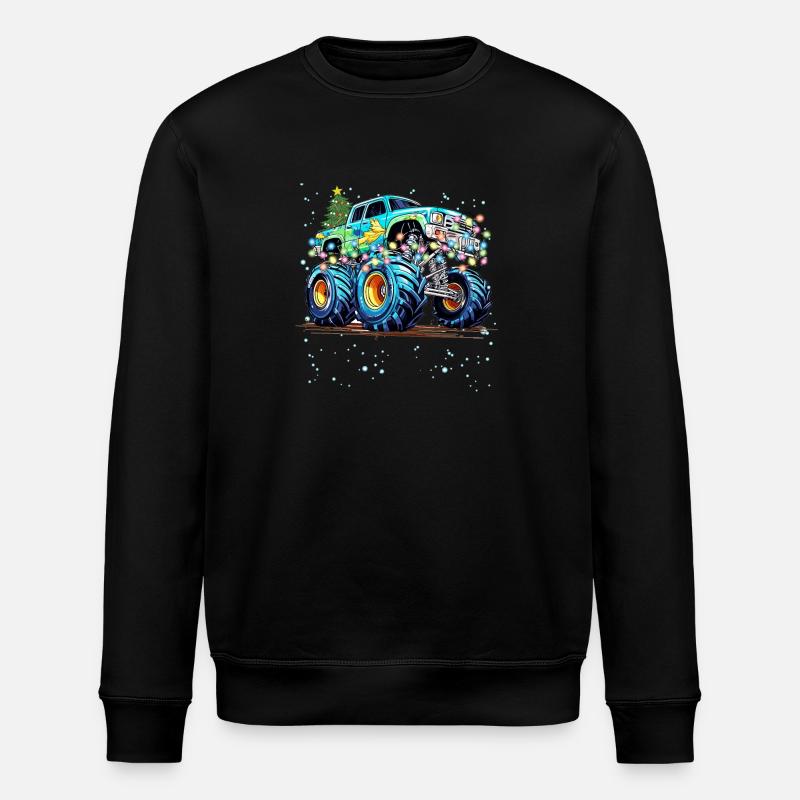 Lustiger Monstertruck mit Weihnachtsbaum - Stanley/Stella Unisex Bio-Sweatshirt ROLLER - Schwarz