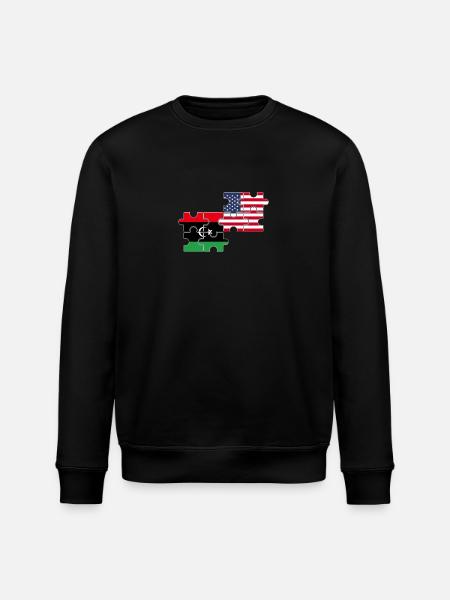 Libya, U.S., flag, American, Libyan - Stanley/Stella ROLLER Unisex Organic Sweatshirt - black