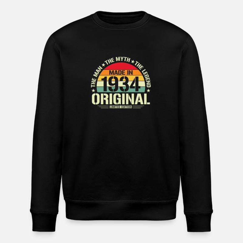 Unique 1934 Gift - Stanley/Stella ROLLER Unisex Organic Sweatshirt - black
