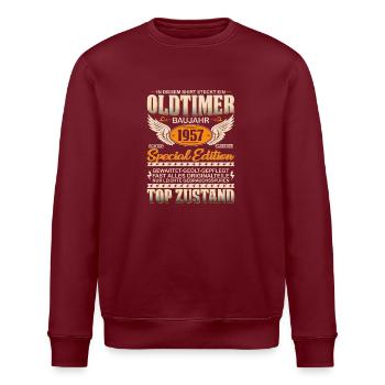 1957 Klassiker - Stanley/Stella Unisex Bio-Sweatshirt ROLLER - Burgunderrot - Vorne - Nik (191cm)
