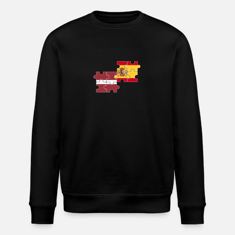 Lettland Spanien Flagge Spanisch Lette - Stanley/Stella Unisex Bio-Sweatshirt ROLLER - Schwarz