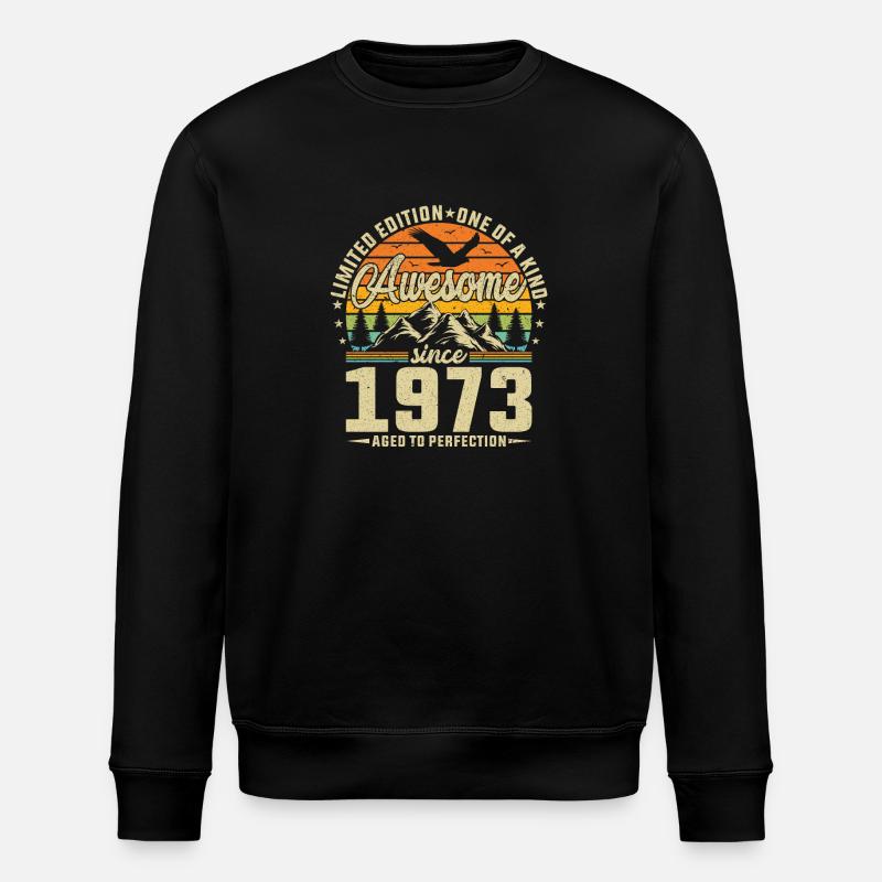 1973 Birthday Gift - Stanley/Stella ROLLER Unisex Organic Sweatshirt - black
