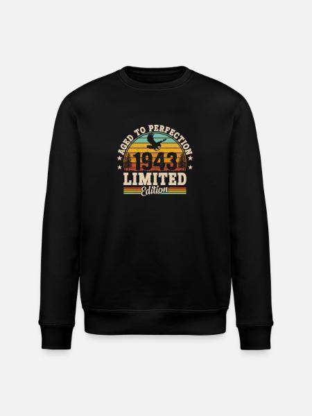 1943 - 80th birthday - Stanley/Stella ROLLER Unisex Organic Sweatshirt - black