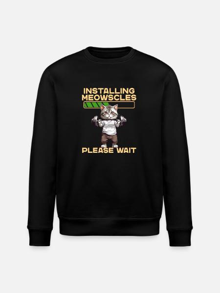 Meowscles Morsom Katt Bodybuilder Trening - Stanley/Stella ROLLER økologisk unisex-sweatshirt - svart