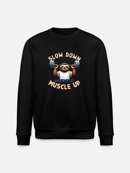 Motiverende dovendyr træning Bodybuilding Sjov - Stanley/Stella økologisk unisex-sweatshirt ROLLER - sort