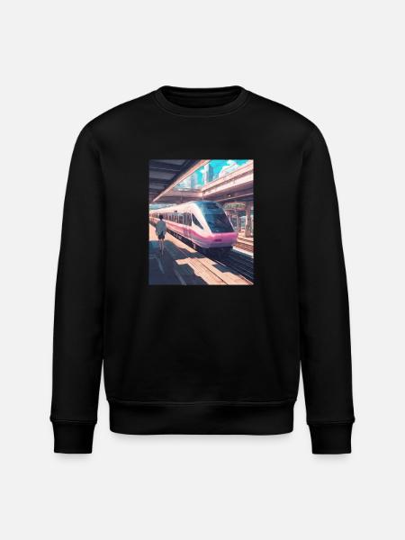 Japan Railway Station Train - Stanley/Stella ROLLER Unisex Organic Sweatshirt - black