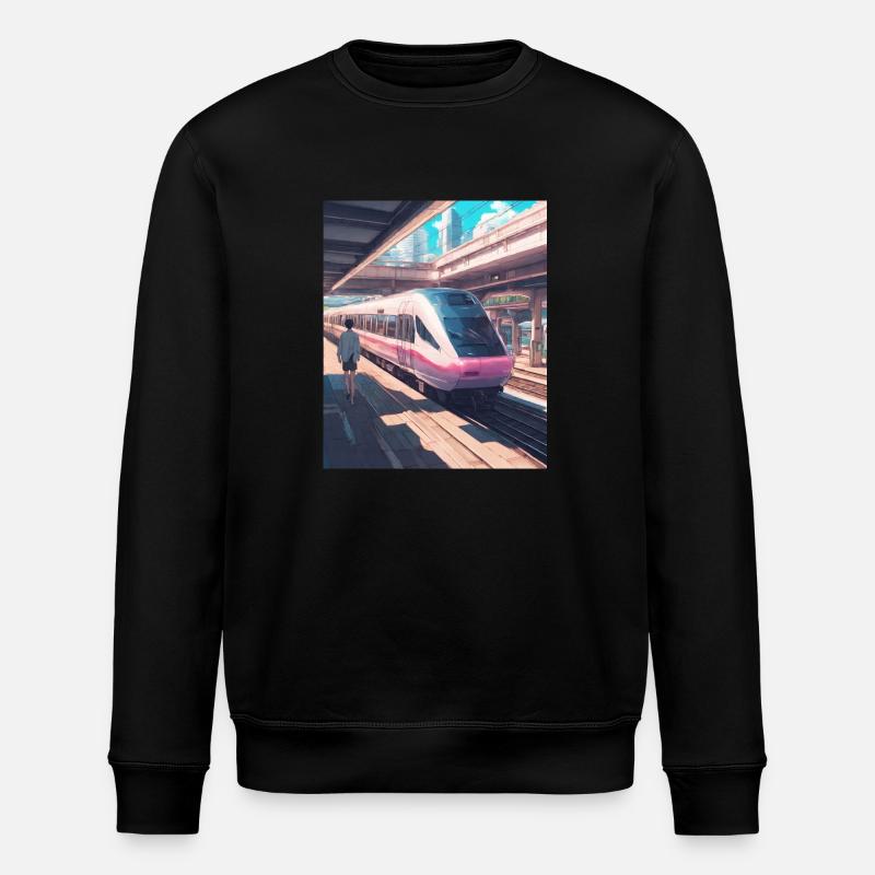 Japan Bahnhof Zug - Stanley/Stella Unisex Bio-Sweatshirt ROLLER - Schwarz