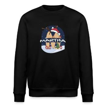 Awesome Martha Name mit Weihnachtsmütze im Weihnachtsthema - Stanley/Stella Unisex Bio-Sweatshirt ROLLER - Schwarz - Vorne - Nik (191cm)