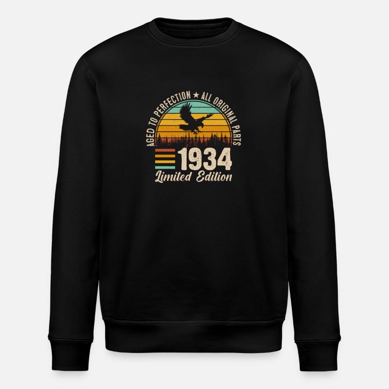 1934 Birthday - Stanley/Stella ROLLER Unisex Organic Sweatshirt - black