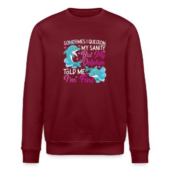 Dolphin Sometimes I Question My - Stanley/Stella Unisex Bio-Sweatshirt ROLLER - Burgunderrot - Vorne - Nik (191cm)