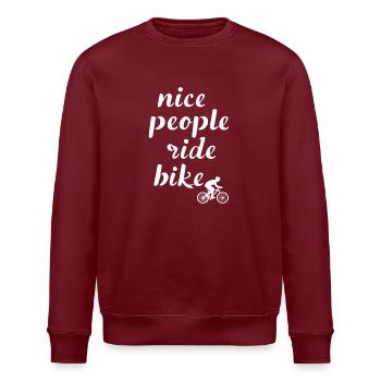 Nice People Ride Bike Fahrradsport Spruch Zitat - Stanley/Stella Unisex Bio-Sweatshirt ROLLER - Burgunderrot - Vorne - Nik (191cm)