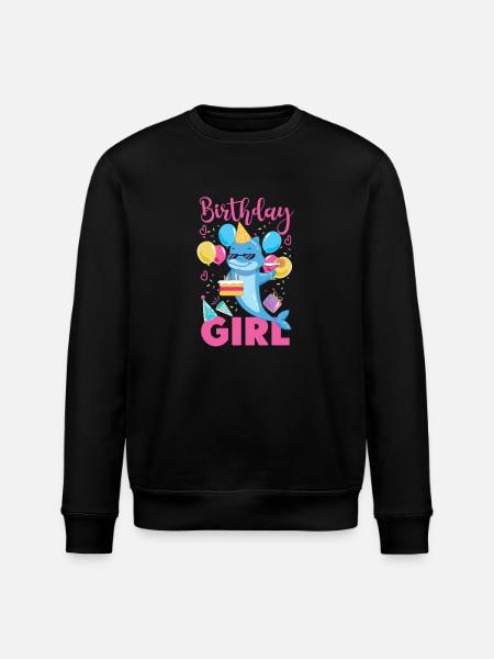 Dolphin Birthday Birthday Girl - Stanley/Stella ROLLER Unisex Organic Sweatshirt - black