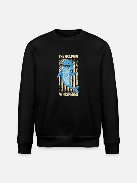 Dolphin American Flag The Dolphin - Stanley/Stella ROLLER Unisex Organic Sweatshirt - black