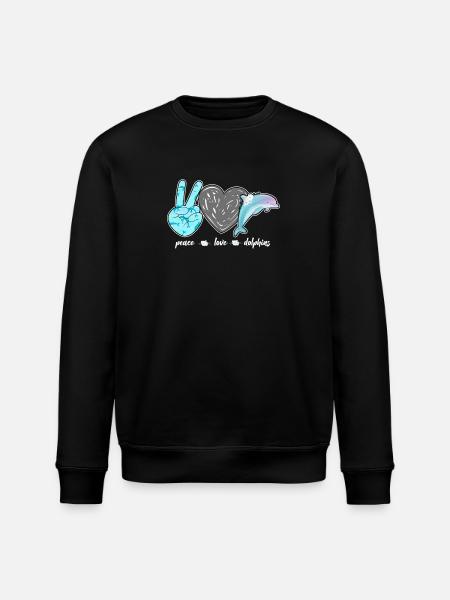 Dolphin Peace Love Dolphin - Stanley/Stella ROLLER Unisex Organic Sweatshirt - black