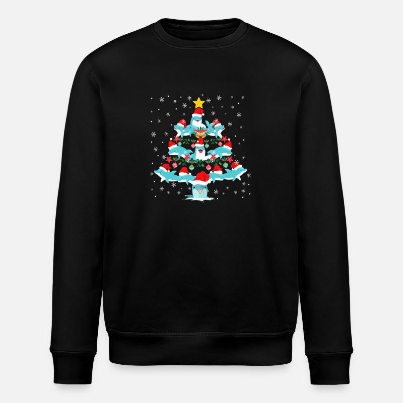Dolphin Christmas Tree - Stanley/Stella ROLLER Unisex Organic Sweatshirt - black