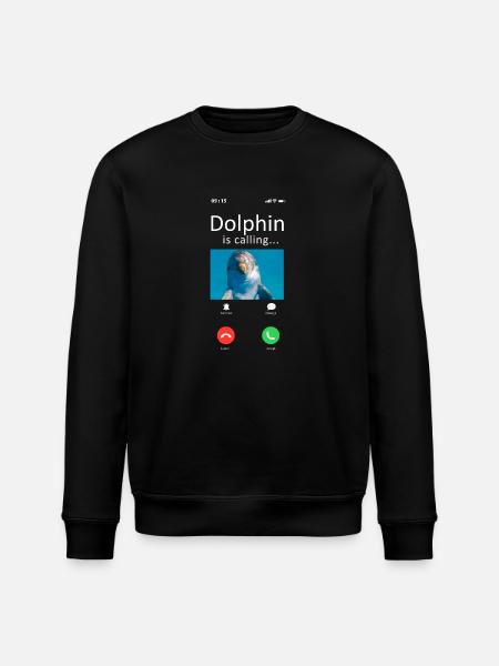 Dolphin Phone Display Dolphin Is - Stanley/Stella ROLLER Unisex Organic Sweatshirt - black