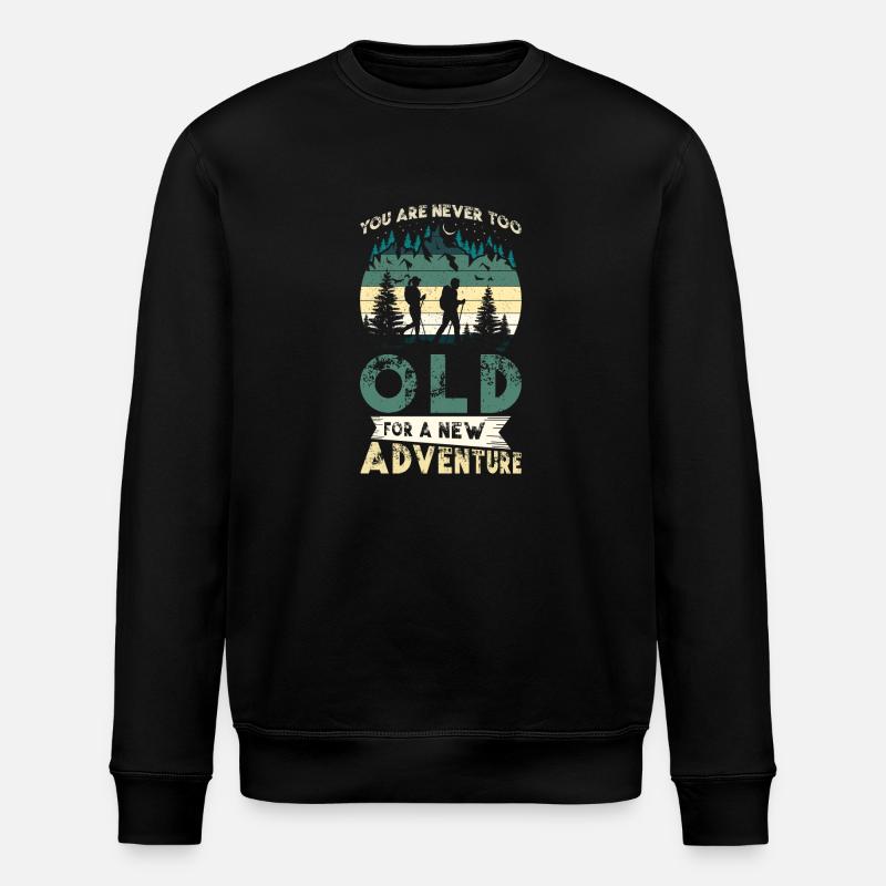 Wanderabenteuer Wanderer Geschenk Bergwald - Stanley/Stella Unisex Bio-Sweatshirt ROLLER - Schwarz