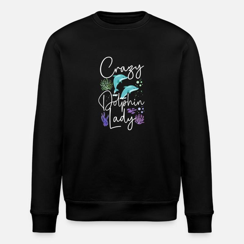 Dolphin Crazy Dolphin Lady - Stanley/Stella ROLLER Unisex Organic Sweatshirt - black