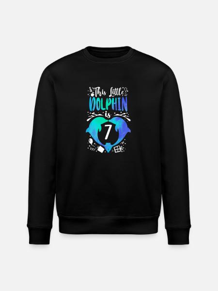 Dolphin 7th Birthday This Little - Stanley/Stella ROLLER Unisex Organic Sweatshirt - black