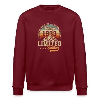 1933 Vintage Birthday - Stanley/Stella ROLLER Unisex Organic Sweatshirt - burgundy - Front - Nik (191cm)