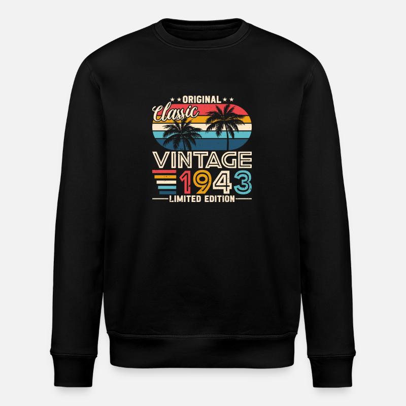80th Birthday 1943 - Stanley/Stella ROLLER Unisex Organic Sweatshirt - black
