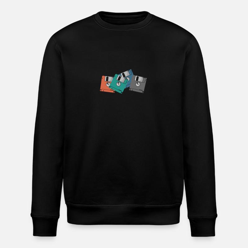 bunte Disketten Retrospeichermodul Datenträger - Stanley/Stella Unisex Bio-Sweatshirt ROLLER - Schwarz