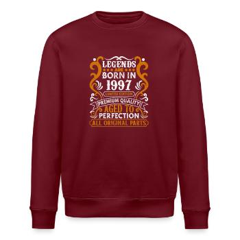 Legends Are Born In 1997 Geburtstagsgeschenk -1997 - Stanley/Stella Unisex Bio-Sweatshirt ROLLER - Burgunderrot - Vorne - Nik (191cm)