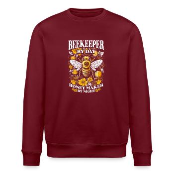 Apiculteur Apiculteur par jour Fabricant de miel par nuit - Sweat bio ROLLER Stanley/Stella Unisexe - bordeaux - Devant - Nik (191cm)