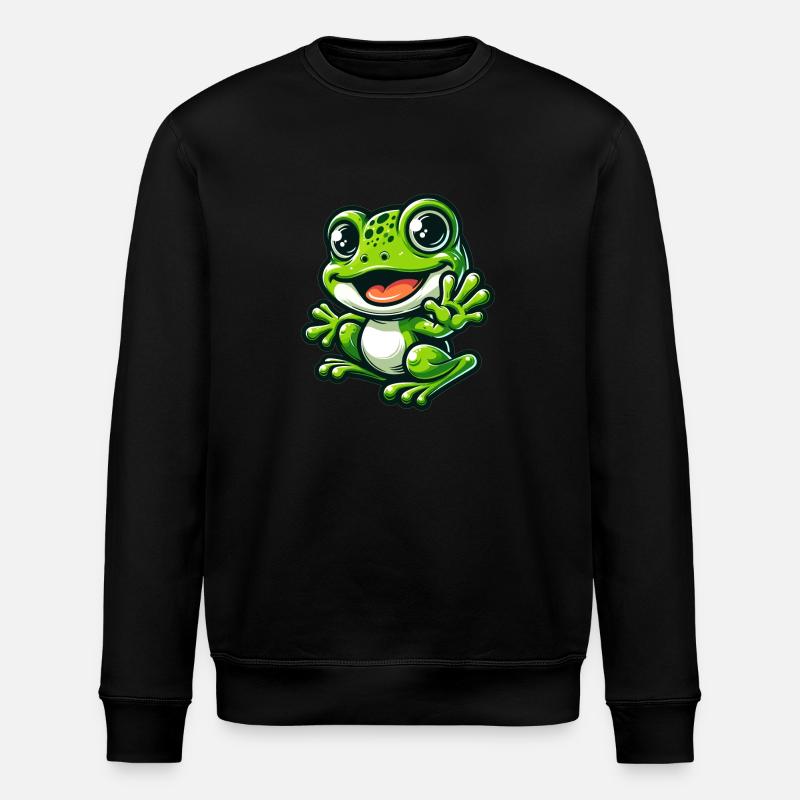 Frog Comic Cute Frog - Stanley/Stella ROLLER Unisex Organic Sweatshirt - black