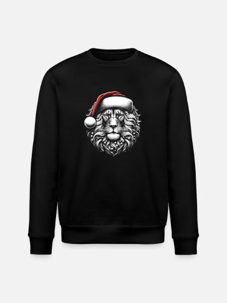 Lion Santa Christmas - Stanley/Stella ROLLER Unisex Organic Sweatshirt - black