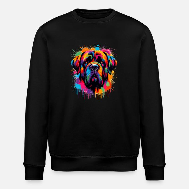 Mastiff Dog Head Graphic - Stanley/Stella ROLLER Unisex Organic Sweatshirt - black
