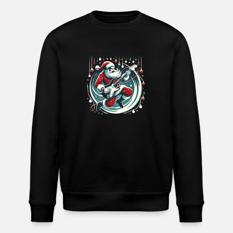 Gitarrist Weihnachtsmann Weihnachtsgitarrist - Stanley/Stella Unisex Bio-Sweatshirt ROLLER - Schwarz