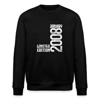 Januar 2008 Geburtstagsgeschenk. Januar 2008. - Stanley/Stella Unisex Bio-Sweatshirt ROLLER - Schwarz - Vorne - Nik (191cm)