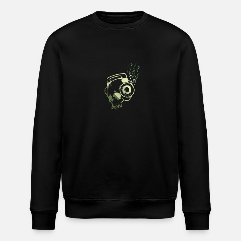 Kopf mit Kopfhörer Musik - Stanley/Stella Unisex Bio-Sweatshirt ROLLER - Schwarz