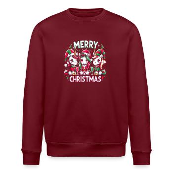 Licornes mignonnes souhaitent un joyeux Noël - Festive - Sweat bio ROLLER Stanley/Stella Unisexe - bordeaux - Devant - Nik (191cm)