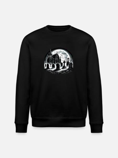Moonlit Gothic Graveyard: Eerie Night Scene - Stanley/Stella ROLLER Unisex Organic Sweatshirt - black