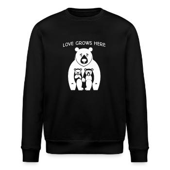 Hier wächst die Liebe - Bärenfamilie - Stanley/Stella Unisex Bio-Sweatshirt ROLLER - Schwarz - Vorne - Nik (191cm)