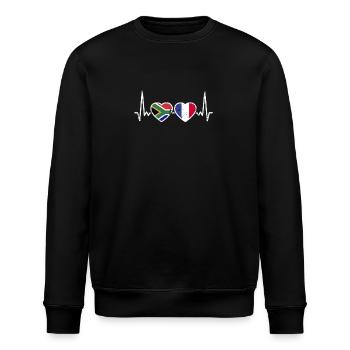 Südafrika Frankreich Vintage Herzschlag Flagge - Stanley/Stella Unisex Bio-Sweatshirt ROLLER - Schwarz - Vorne - Nik (191cm)