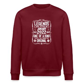 Geburtstagsgeschenk geboren im Januar 2022 - Stanley/Stella Unisex Bio-Sweatshirt ROLLER - Burgunderrot - Vorne - Nik (191cm)
