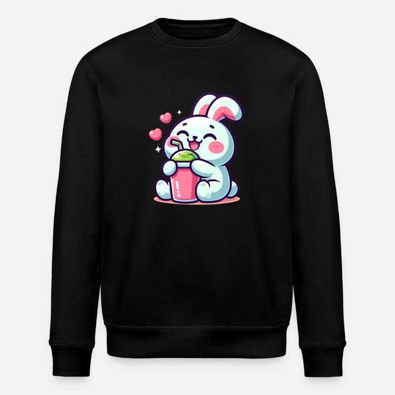 Rabbit Bubble Tea Kawaii - Stanley/Stella ROLLER Unisex Organic Sweatshirt - black